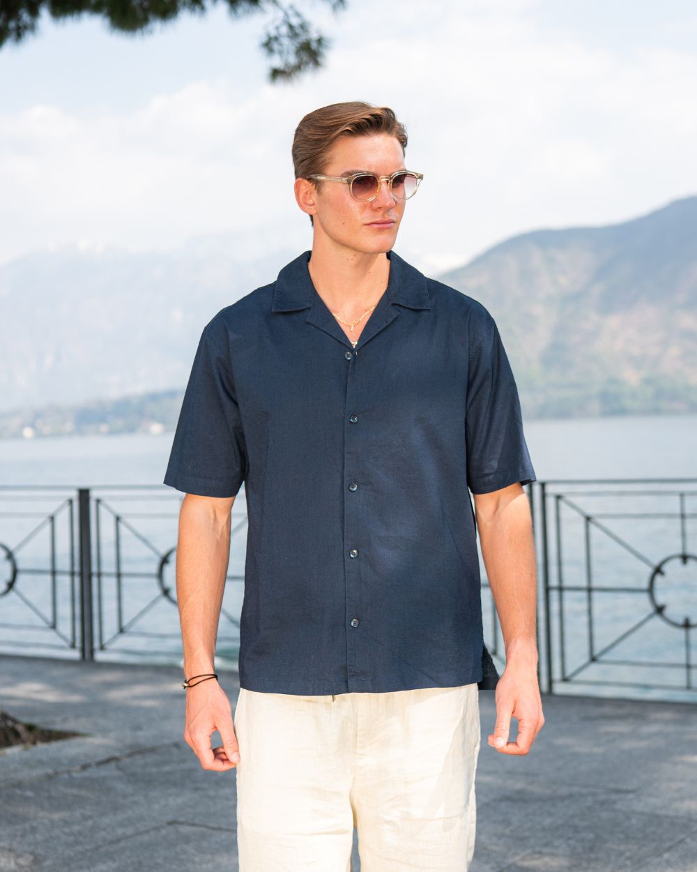 Kortærmet Hørskjorte Navy | Skagen - clothing.dk